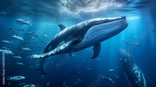 Migratory Beauty: An image capturing the sheer beauty of a whale's migration, showcasing the vastness of the open ocean in a visually impactful way