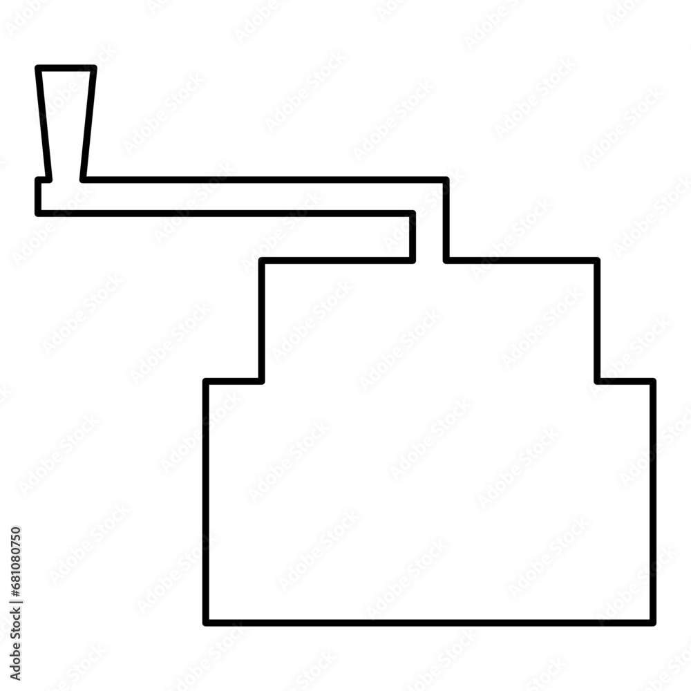 Millstone manual old stone mill flour production grinding grain with handle holder contour outline line icon black color vector illustration image thin flat style Millstone manual old stone mill flour production grinding grain with handle holder contour outline line icon black color vector illustration image thin flat style