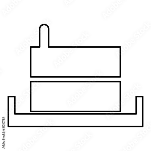 Millstone manual old stone mill flour production grinding grain with handle holder contour outline line icon black color vector illustration image thin flat style
