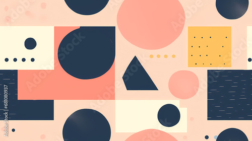 Minimalistischer Risograph-Druck mit geometrischen Formen in flachem Design, nahtloses Muster, nahtloser Hintergrund