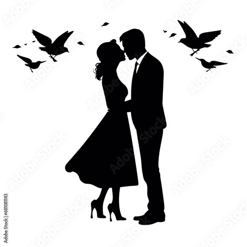 Love Birds and Romantic Couple Silhouette