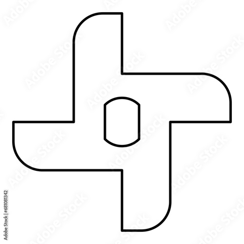 Knife for meat grinder mincer chopper accessory spare component part contour outline line icon black color vector illustration image thin flat style