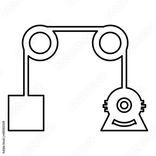 Gravity engine contour outline line icon black color vector illustration image thin flat style
