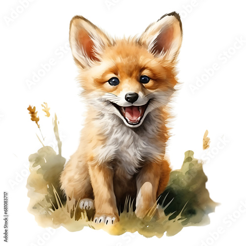 Watercolor Cute Fox Illustration © Pure Imagination