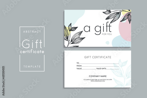 Set of colorful gift cards template. Modern style vector illustration of flowers for saloon, gallery, spa, shop. Gift voucher 