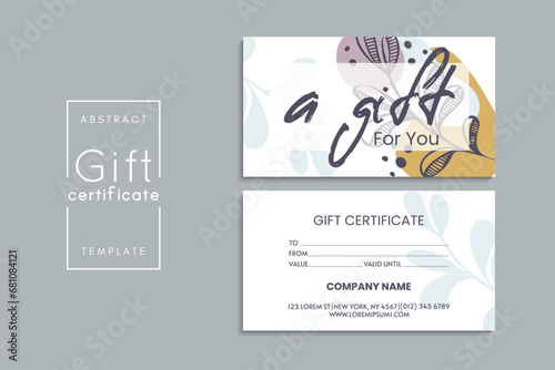 Set of colorful gift cards template. Modern style vector illustration of flowers for saloon, gallery, spa, shop. Gift voucher	

