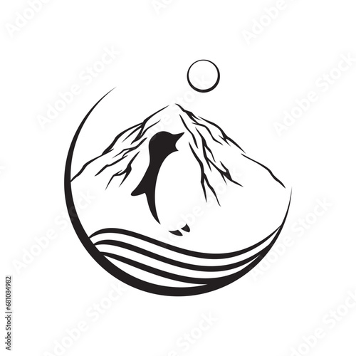 penguin silhouette design. animal Antarctica  sign and symbol.