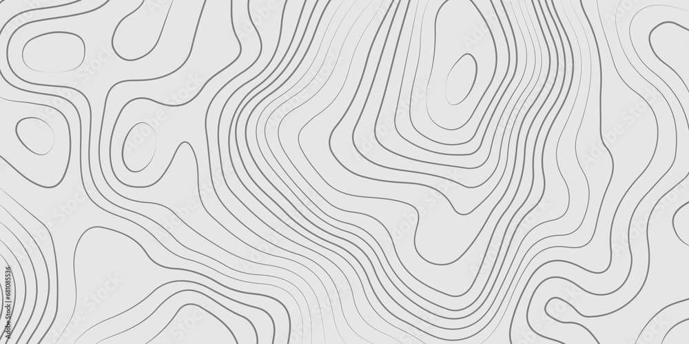 Abstract black and white wavy topography map background. Topography relief and topographic map wave line background.