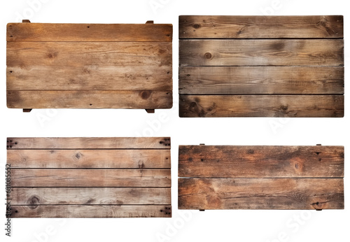 old wooden signboard isolated on white or transparent png