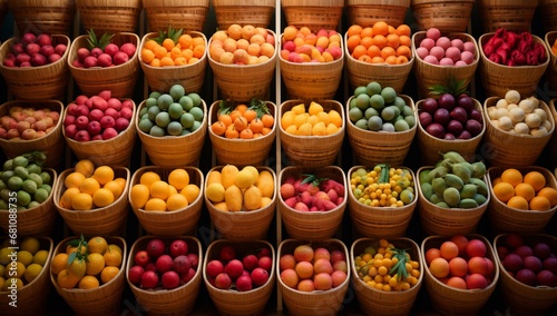 A Multitude of Fruit-Filled Baskets in Vivid Colors © Marius