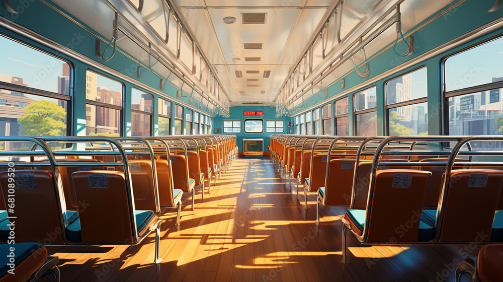 A empty school bus of childern welcome back to school concept