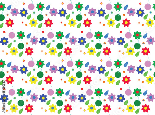 seamless pattern with flower and fruit