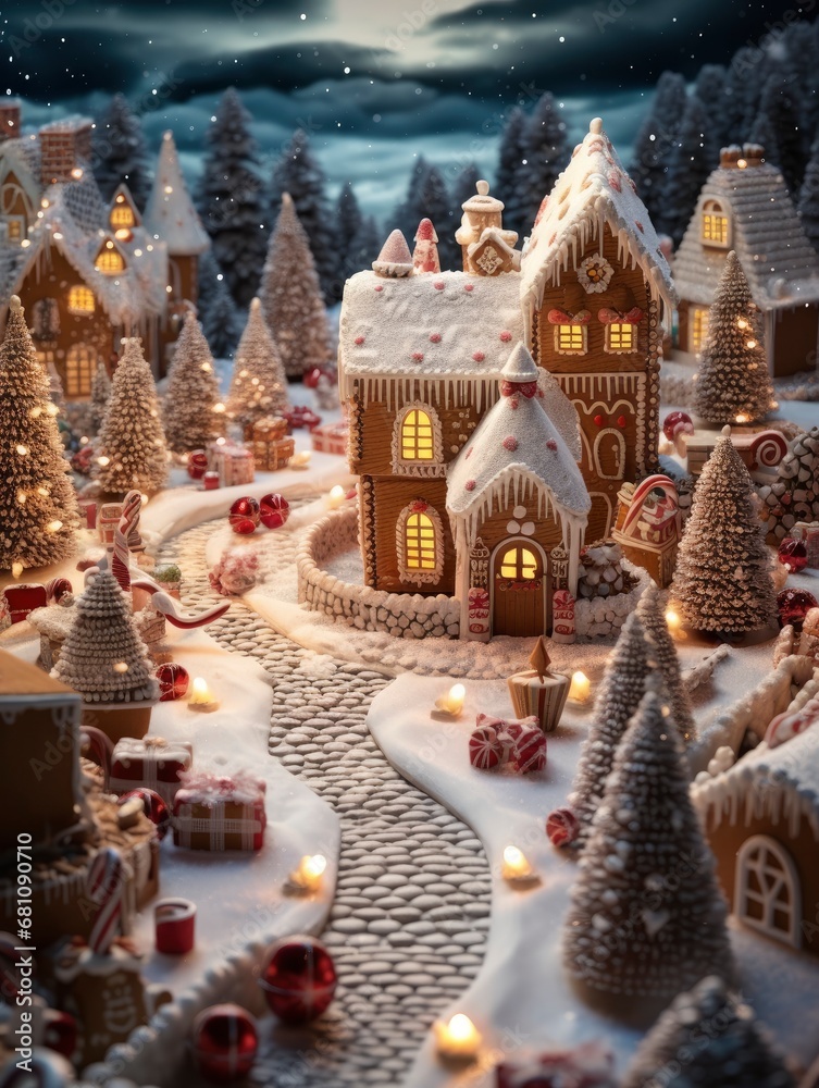 Magical Christmas village of ginger cookies and sweets