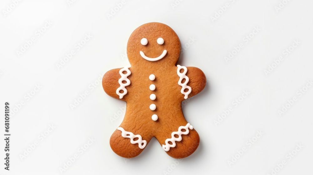 Gingerbread cookie man on beautiful festive background