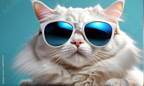 A cute cat in sunglasses. Generative AI