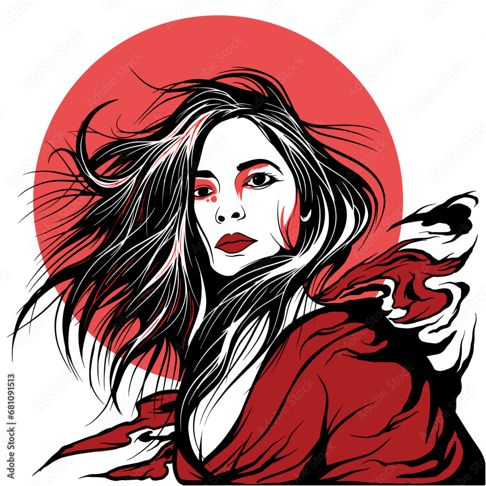 geisha vector template. Illustration of geisha with japanese culture ...