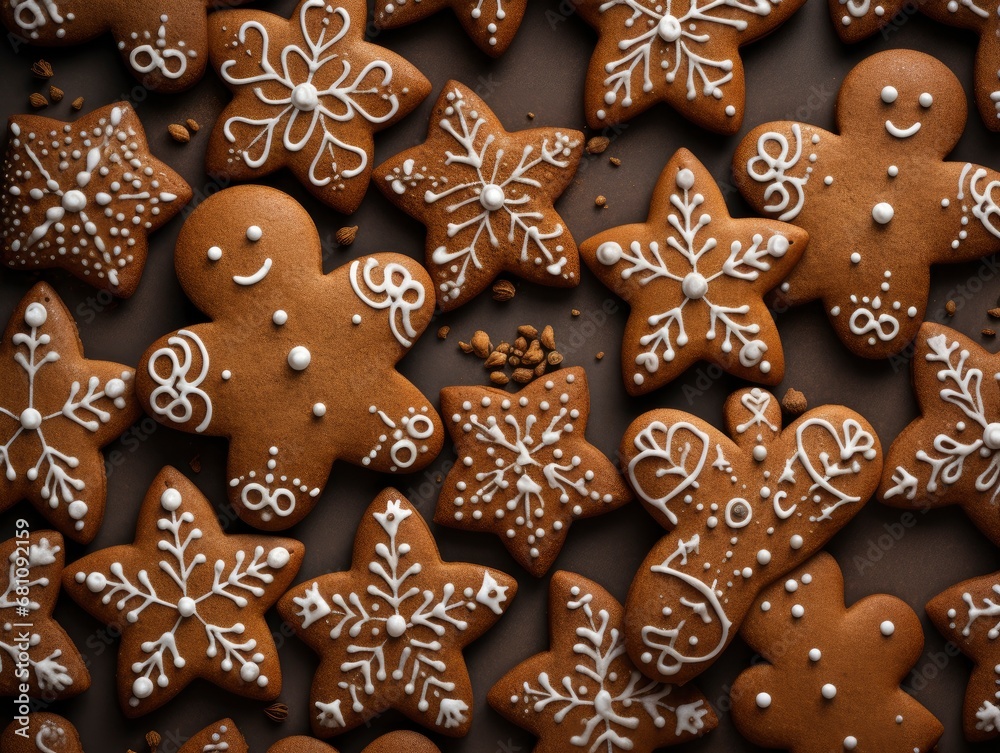 Top view on gingerbread cookies background pattern texture Top view on gingerbread cookies background pattern texture