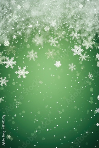 A green background with snow flakes. Can be used as a festive backdrop for winter-themed events or decorations.