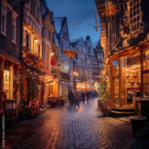Christmas Lights Adorning a European Cityscape © Artificial Soul