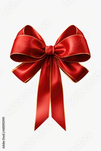 A simple and elegant red bow with a gold edge on a clean white background. Perfect for adding a touch of sophistication and celebration to any project or design.