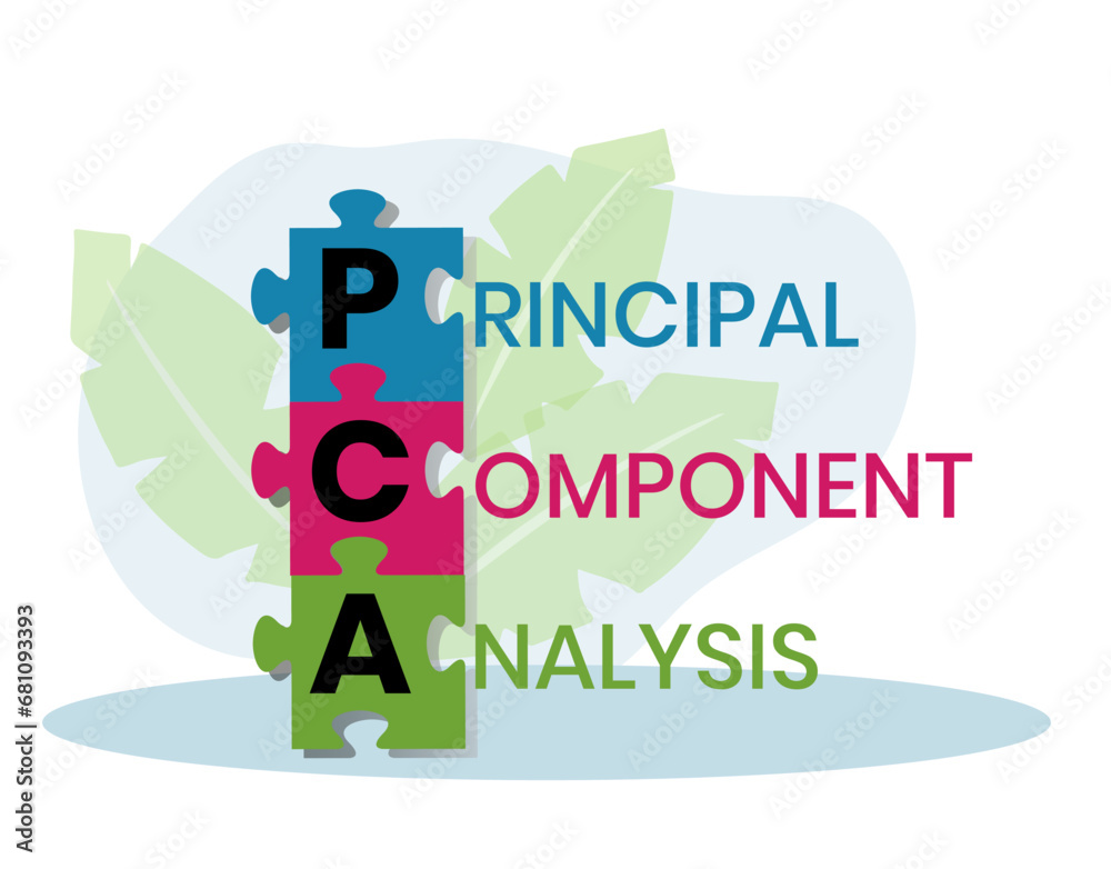 PCA, Principal Component Analysis acronym. Concept with keyword and