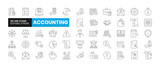 Set of 50 Accounting line icons set. Accounting outline icons with editable stroke collection. Includes Accountant, Cash Flow, Bank, Risk, Audit and More.