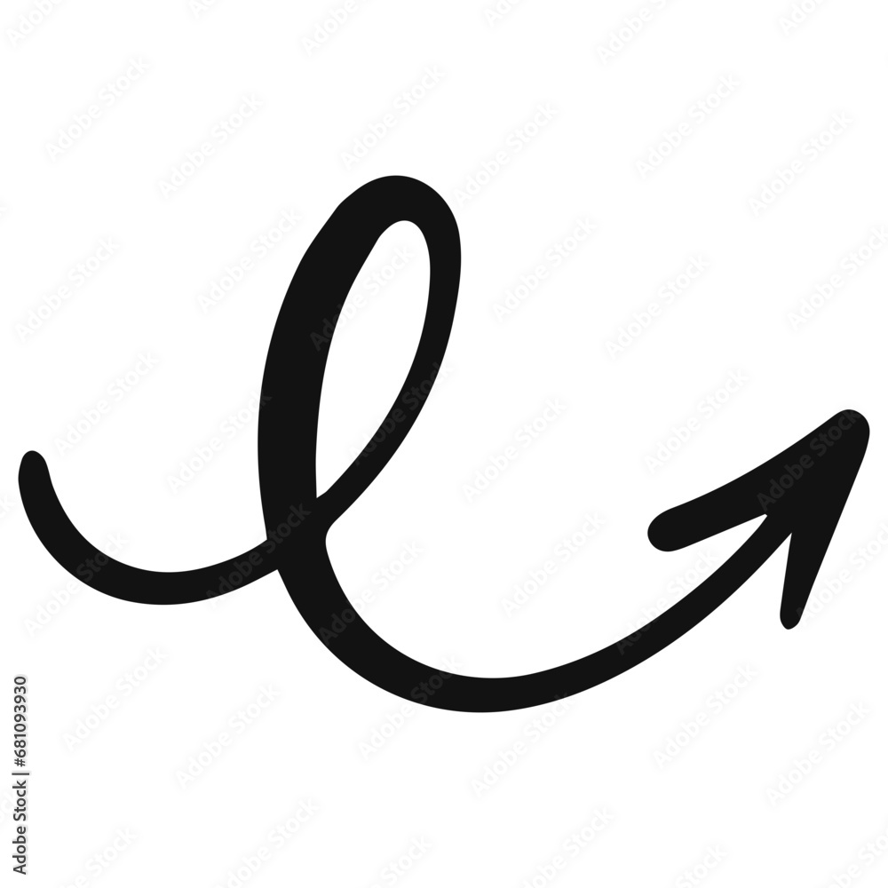 Right direction cursive arrow sign doodle element Right direction cursive arrow sign doodle element