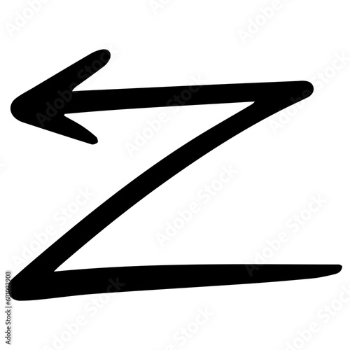 Hand drawn zigzag arrow sign left direction vector clipart
