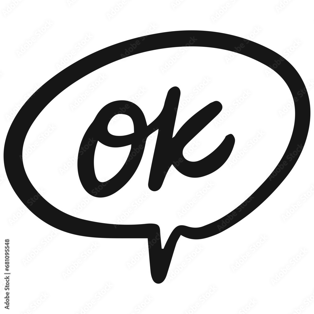 Ok sign doodle element. Text word in bubble frame vector art Ok sign doodle element. Text word in bubble frame vector art