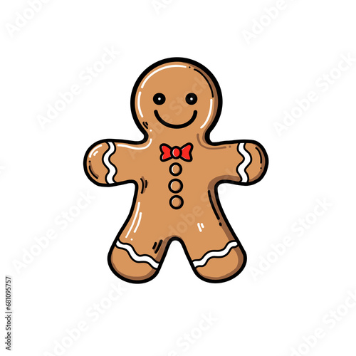 Gingerbread man holiday biscuit or cookie line art vector Outline Simple vector illustration.