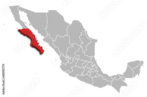 BAJA CALIFORNIA SUR MAP MEXICO DEPARTMENT 3D MAP