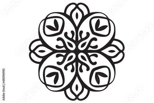 Winter Snowflake, Snow Design of Ice Crystal, Template for plotter laser cutting of paper, metal engraving, sign,  wood carving, cnc, Generative AI