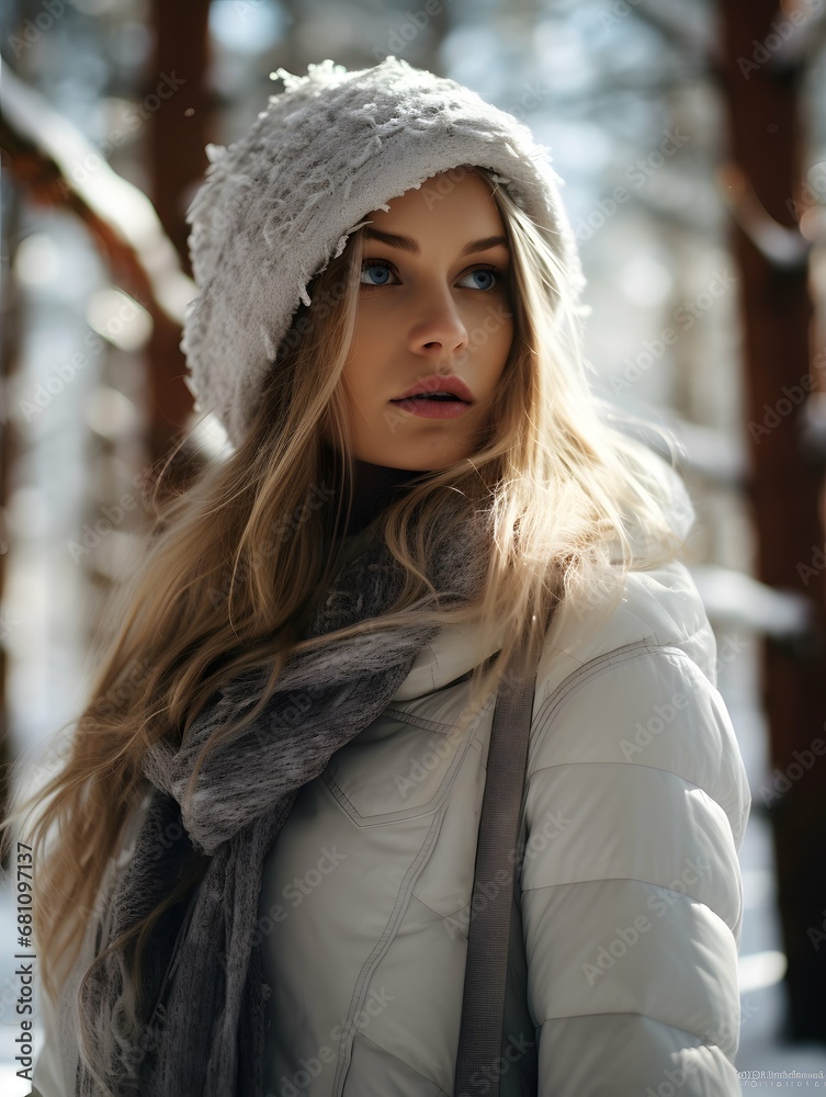 Beautiful woman portrait photography, photo, pretty girl, winter fashion, Generative AI
