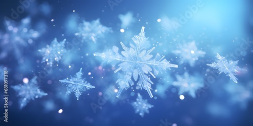 Blue abstract snowflakes background © Jing