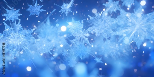 Blue abstract snowflakes background © Jing