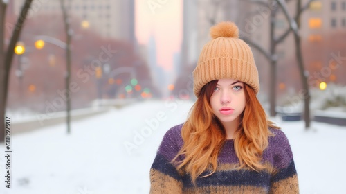 Beautiful woman portrait photography, photo, pretty girl, winter fashion, Generative AI