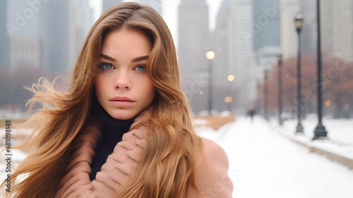 Beautiful woman portrait photography  photo  pretty girl  winter fashion  Generative AI
