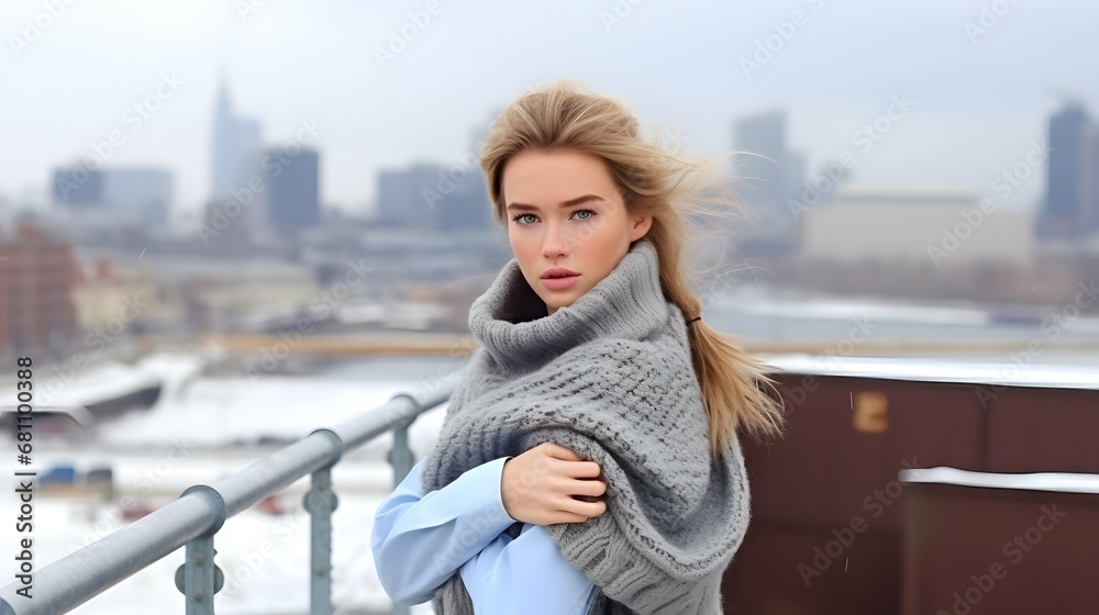 Beautiful woman portrait photography, photo, pretty girl, winter fashion, Generative AI