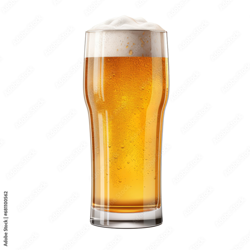 a glass of beer isolated on transparent background. AI generated. a glass of beer isolated on transparent background. AI generated.