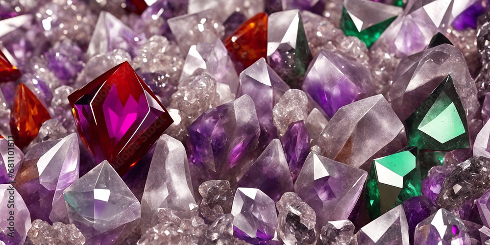 A lot of crystals and gemstones on a dark background. Natural minerals such as agate, amber, amethyst, quartz and others. A scattering of precious stones. Generative AI A lot of crystals and gemstones on a dark background. Natural minerals such as agate, amber, amethyst, quartz and others. A scattering of precious stones. Generative AI