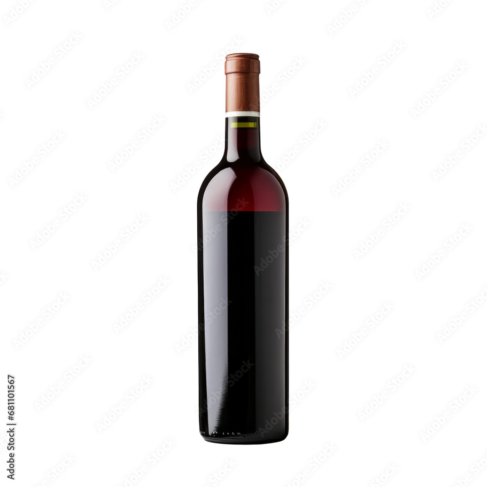 Wine bottle isolated on transparent background. AI generated. Wine bottle isolated on transparent background. AI generated.