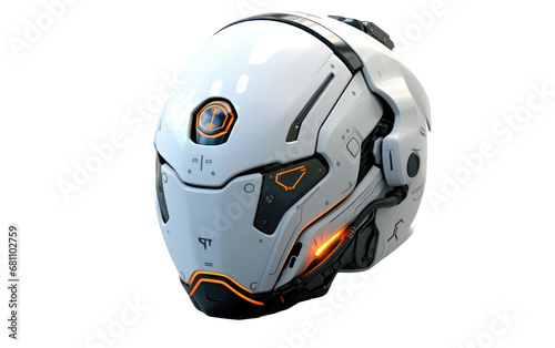 Robot Helmet Cybernetic Headgear Defender on a White or Clear Surface PNG Transparent Background © Usama