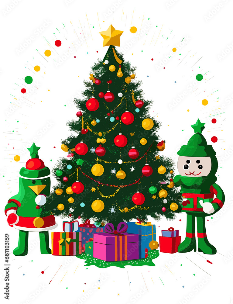 christmas tree with gifts and dolls christmas tree with gifts and dolls