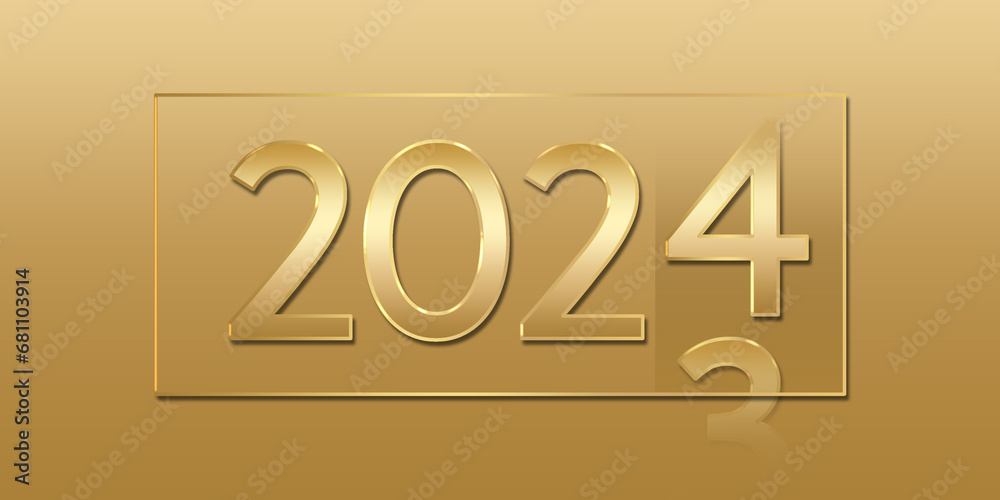 New year 2024 text effect gold, luxury gold 2024 background jpg file
