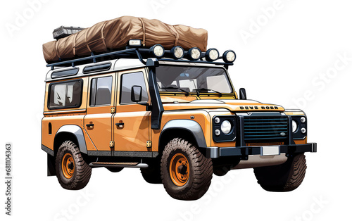 Jungle Safari Thrillride Explorers Jeep on a White or Clear Surface PNG Transparent Background photo