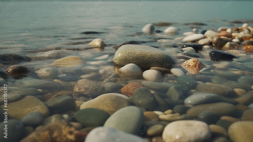 beautiful pebbles on the water's edge reflect tranquility beautiful pebbles on the water's edge reflect tranquility