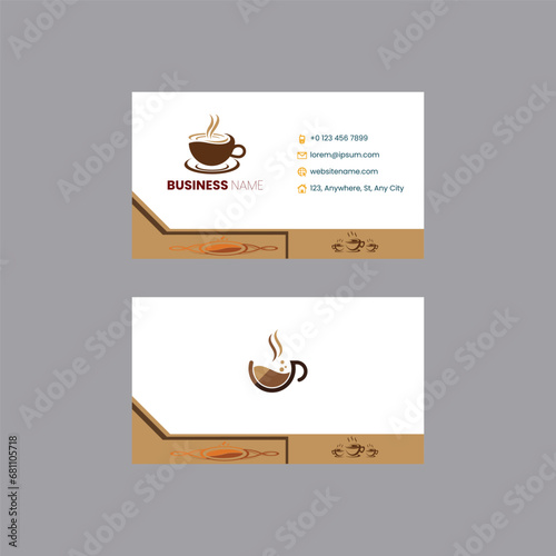 cup of coffee with beans Visit card design set with loyalty program for coffee shops, tea houses