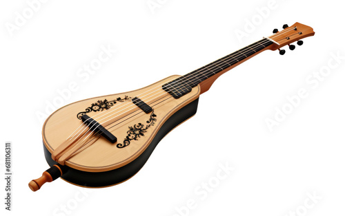 Traditional Japanese String Instrument Shamisen on a White or Clear Surface PNG Transparent Background