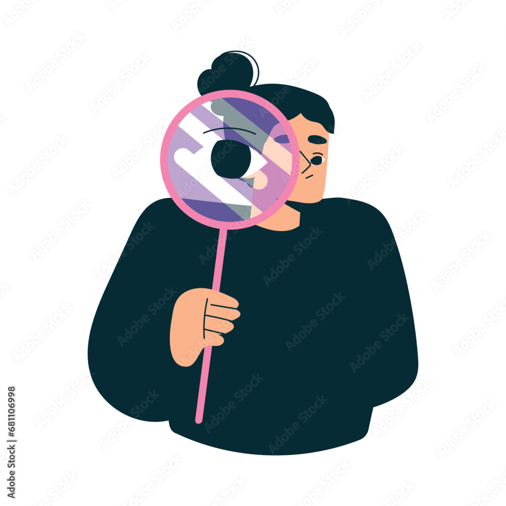 Education with Woman Character with Magnifying Glass Search Learning and Study Vector Illustration Education with Woman Character with Magnifying Glass Search Learning and Study Vector Illustration