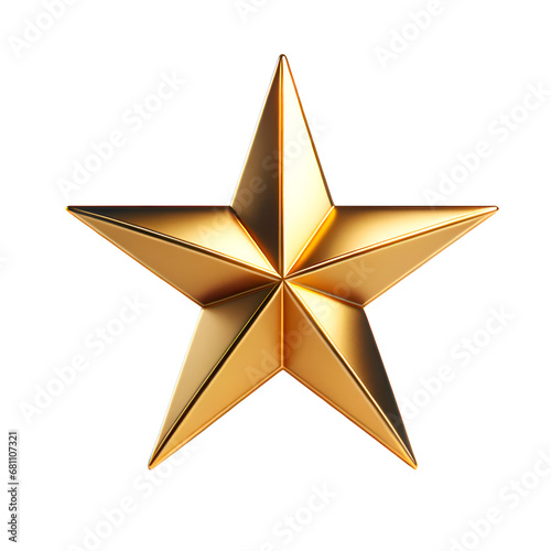 Golden 3d star isolated.